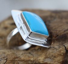 Firoza Turquoise Gemstone Women's Boho Statement Ring 925 Sterling Silver MB149