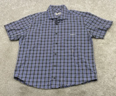 Pringle of Scotland Shirt Men's Large Short Sleeve Button Down Gray Plaid 5656 - Image 1 of 4