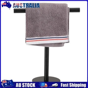Stainless Steel Hand Towel Holder Free Standing T-Shape Towel Bar Rack (Black) - Picture 1 of 10