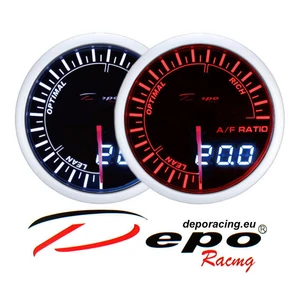 DEPO racing 52 mm Smoked Red and White color Dual View AFR Air Fuel Ratio Gauge - Picture 1 of 1