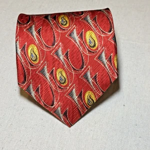 Robert Talbott Red Geometric Hand Sewn USA Printed 100% Silk Tie - Picture 1 of 6