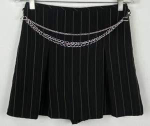 Amy Byer SKORT XL 16 Shorts Black Pinstripe Removable Chains Made USA Goth Punk - Picture 1 of 10