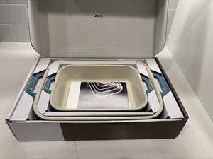 Staub Set di Piatti da Forno Rettangolari in Ceramica Casseruola 2 pz Turchese NUOVO - Foto 1 di 12