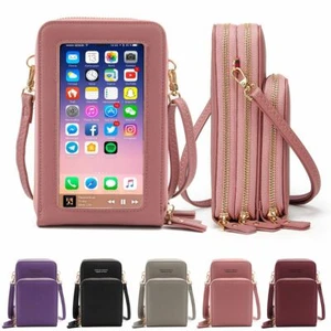 Mini Crossbody Leather Touch Screen Purse Cell Phone Bag Wallet Shoulder Women - Picture 1 of 23
