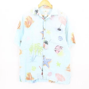 Vintage Bali Palms Shirt Men's Casual Blue All Over Print Short Sleeve Size M - Picture 1 of 7