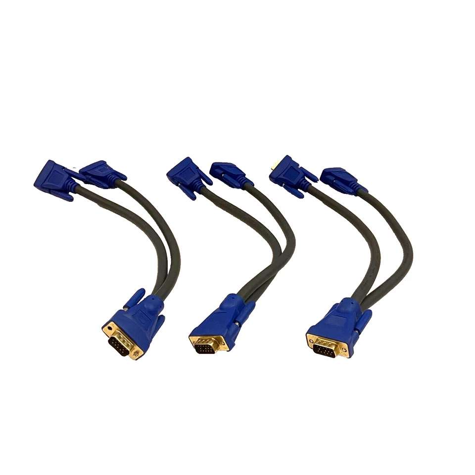 C2G Ultima One HD15 Male To-Two HD15 Female SXGA Monitor Y-Cables 1ft. cord blue - Image 1 of 4