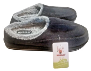 Kuailu Men's Slippers Charcoal Gray Memory Foam Slip-On Clog Size 11 - Picture 1 of 6
