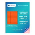 3000 Fluorescent Red 2.625" x 1" Neon Color Address Labels 30 per sheet