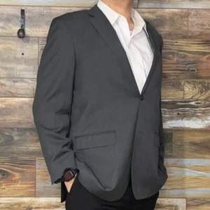 Jhane Barnes 100% Wool Charcoal Gray Double Vented Blazer Sport Jacket Size 46L - Picture 1 of 11