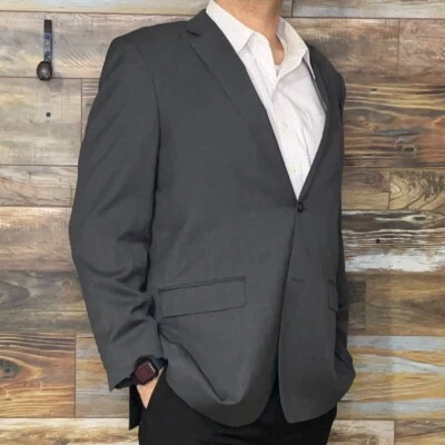 Jhane Barnes 100% Wool Charcoal Gray Double Vented Blazer Sport Jacket Size 46L - Image 1 of 4