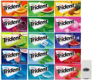 Surtido de chicles sin azúcar Trident, 15 sabores - 14 paquetes de barras con By - Imagen 1 de 7