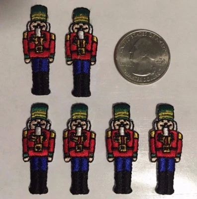 toy soldier patch  guard nutcracker embroidered iron-on patch 1.5" tall 6 pc lot - Image 1 of 3