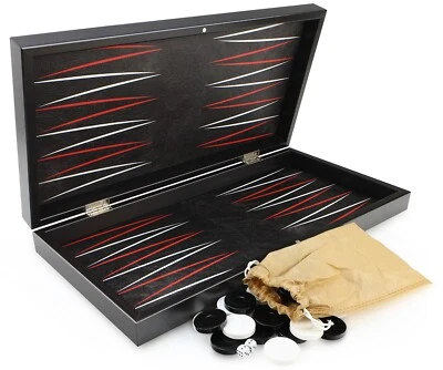 Luxus Board Game Backgammon Tavla XXL Klassik Leder Black - Bild 1 von 4