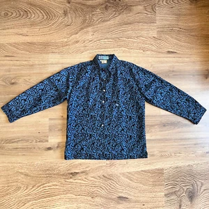 Camisa Split 500 Azul Terciopelo Flocado De Colección 1994 XL Manga Larga Con Botones EE. UU. - Imagen 1 de 5