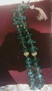 Collana ghirlanda vintage,Mala tibetano di grandi dimensioni in vetro di Murano - Foto 1 di 21