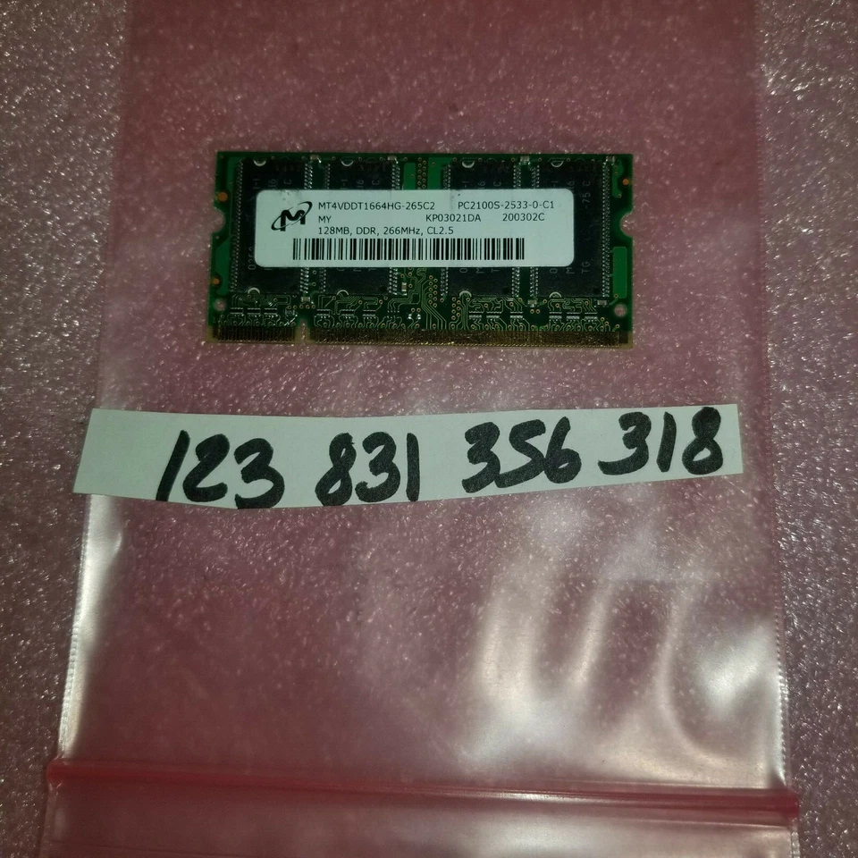 128MB 1RX16 DDR  ECC PC-2100 266Mhz 200PIN  Non-Ecc  Single Rank  16x16  - Image 1 of 1