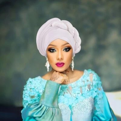 African Women Braid Turban Hijab Bonnet Hat Nigeria Wedding Party Wrap Chemo Cap - Image 1 of 4