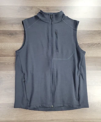 Ibex 100% 美利奴羊毛背心中号灰色全拉链休闲毛衣夹克户外 — 第 1/4 张图片