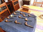 VERY NICE LOT OF 12 ASSORTED BRIAR SMOKING PIPES WITH 10 PIECE PIPE STAND NR!