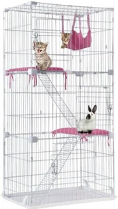 67 in 3-Tier Cat Cage Large Pet Playpen Wire Metal Kitten Crate Kennel White - Picture 1 of 7