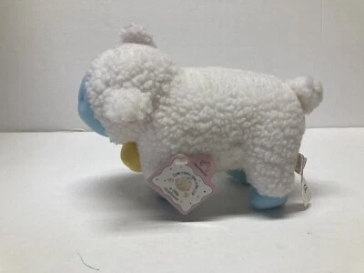 Vintage Applause Lamb Rattle White Pink Ears Tags Stuffed Animal Infant Baby - Image 1 of 4