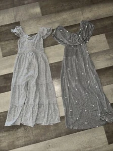 Lot Of 2 - Cat & Jack Girls S 6/6x Gray Maxi Dresses Sleeveless Ruffle Spring - Picture 1 of 9