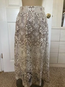 MAXI GONNA ALL'UNCINETTO nuova senza etichette Free People taglia 4 FP con fodera corta neutra capesante - Foto 1 di 10