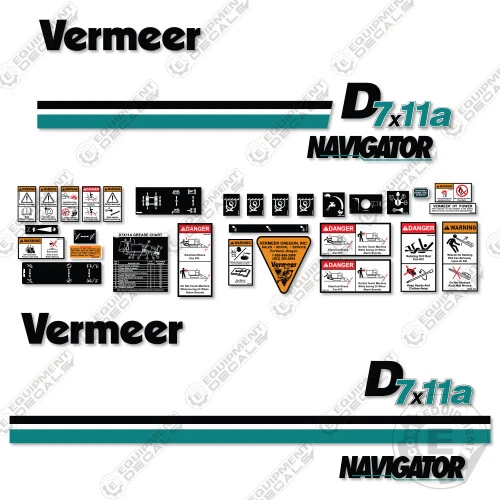 Fits Vermeer D7x11a Decal Kit Horizontal Directal Drill - 7 YEAR 3M Vinyl! - Image 1 of 1