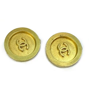 CHANEL CC CC Mark vintage Circle Round 94P Earrings Gold Plated Gold - Bild 1 von 11