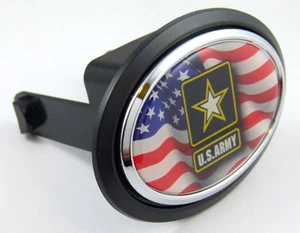 USA Army American Flag Hitch Cover cap 2" receiver black with chrome & dome - Imagen 1 de 4