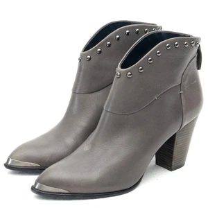 B. Makowsky Gray Leather Studded Quincy Ankle Boots Size 9.5 - Picture 1 of 15