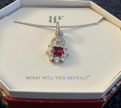 Bomb Party Necklace July 2025 Lab Created Ruby Rhodium Plating  - Image 1 of 2