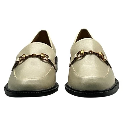 LISA VICKY Zany V Natural Sheep Napa Loafers Cream Gold Bit Womens 7.5 M - Image 1 of 4