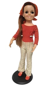 Ideal Crissy wachsende Haare Puppe mit Latzhose Jeans Maschine Outfit selten orange Shirt - Bild 1 von 12