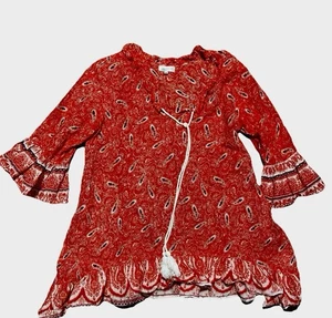Oversized Pure Nordic Red Medium Paisley Top  - Picture 1 of 2