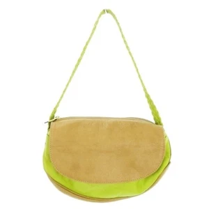 Orobianco Handbag Shoulder Bag 2 Way Leather Braided Green MN16 Used 16e27ab5f2d - Picture 1 of 9