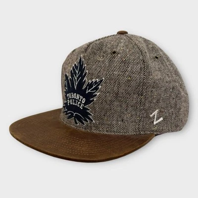Toronto Police Zephyr Cap Hat One Size Brown Wool Tweed Canada Logo Casual Skate - Image 1 of 4