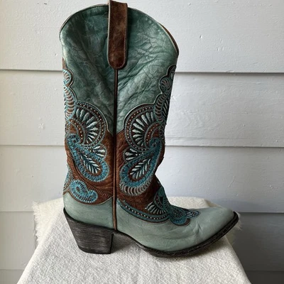 Old Gringo Bell Cowboy Boots Turquoise Embroidery Size 8.5 Ladies - Image 1 of 4