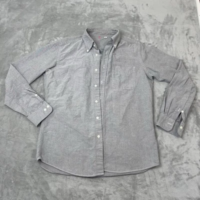 Camisa Uniqlo Cuello Abotonado Para Hombres M Azul Cambray Manga Larga Algodón Trabajo Foto 1 de 4