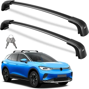 Roof Rack Cross Bars Lockable for Volkswagen VW ID.4 2021–2025, 220lbs Black - Picture 1 of 8