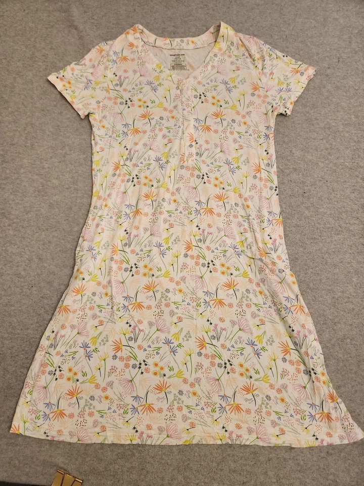 Magnetic Me Nursing Nightgown Womens Small 4/6 White Floral V-Neck Pockets Modal - Image 1 of 4