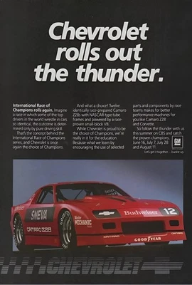 Póster Chevy Camaro Z28 IROC 1984 24x36 impresión publicitaria vintage de GM Foto 1 de 3