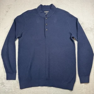 Suéter Brooks Brothers Para Hombres Grande Azul Algodón Lana Tejido Waffle Pullover Henley - Imagen 1 de 7