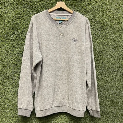 Vintage Big Dogs Sweatshirt Mens XL Grey Henley Long Sleeve Sweater 90s - Image 1 of 4