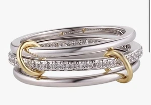 Non Tarnish Stackable Rings For Women Dainty Silver And Gold With Cubic Zirconia - Picture 1 of 6