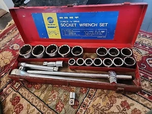 Vintage Heavy Duty 3/4” Drive 12 Point Ratchet Socket Bar Set China 7/8” - 2” - Picture 1 of 14