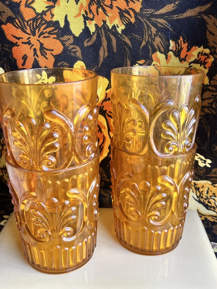 Set Of 5 Acrylic Amber Tumblers Plastic Drinking Cup - Image 1 of 4