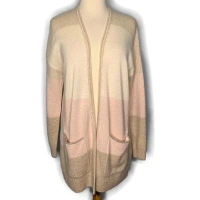 Cárdigan Splendid Collection para mujer frente abierto bloques de colores 100 % cachemir Foto 1 de 4