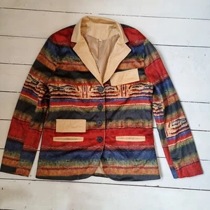 Unbranded long sleeve multicoloured winter button up jumper coat Size L - Picture 1 of 3