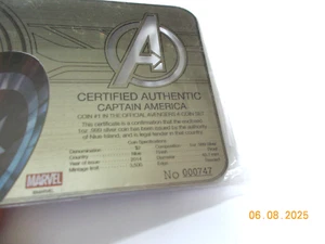 Certified Captain America Metal Certification Card ONLY for Coin #1 Avengers Set - Picture 1 of 2